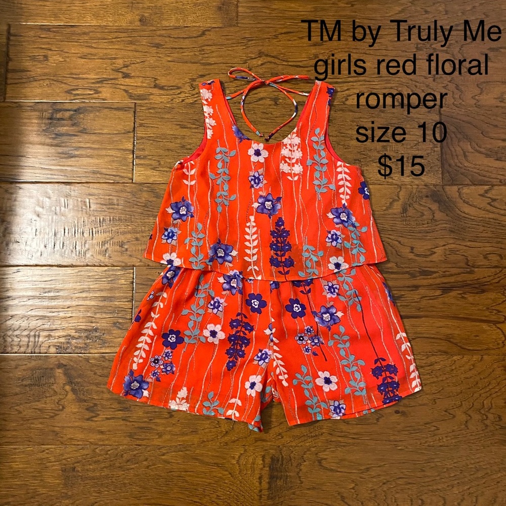TM by Truly Me girls red floral romper